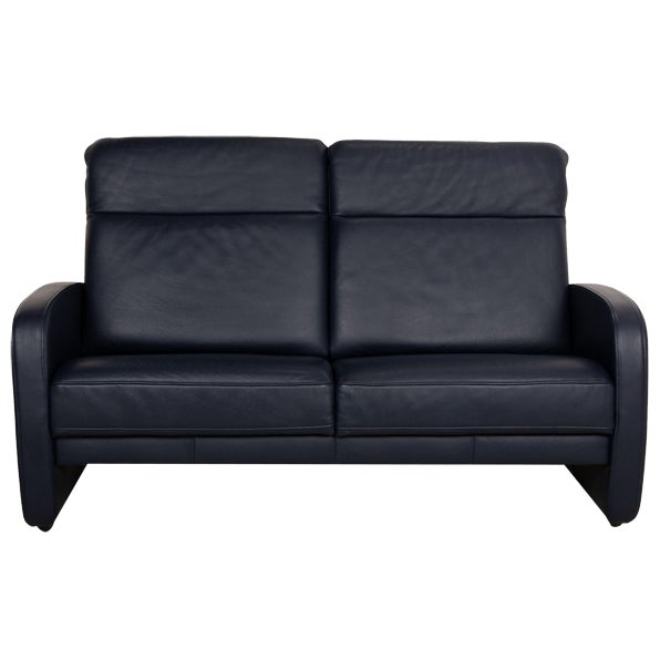 Leather Three Seater Blue & Black Sofa from Musterring For Sale