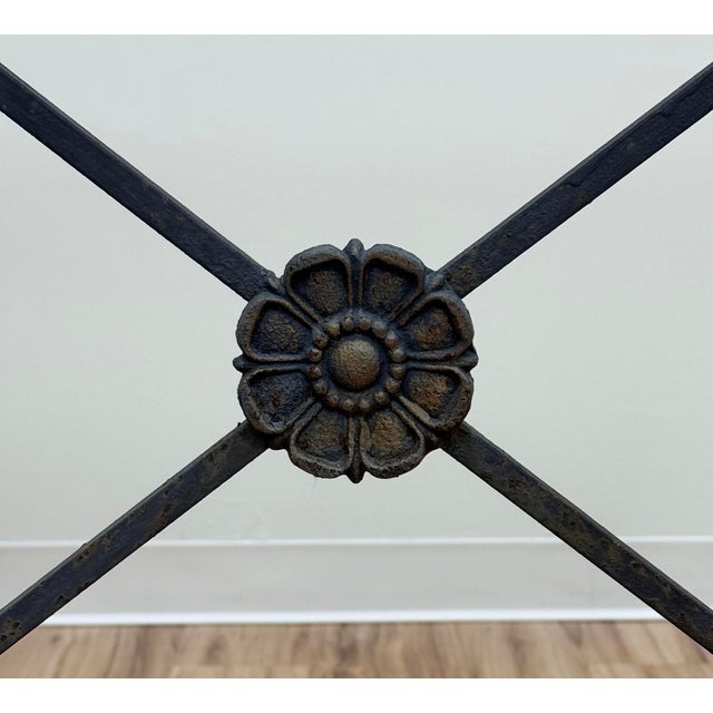 Vintage Stone Top Medallion Iron Console Table For Sale - Image 14 of 15
