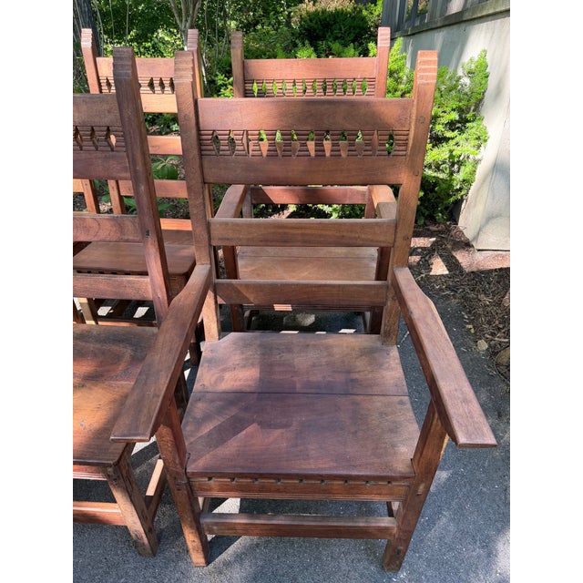 Rustic Early 20th Century Solid Hardwoord Chairs (Set of Six in Southwest Style) For Sale - Image 3 of 7