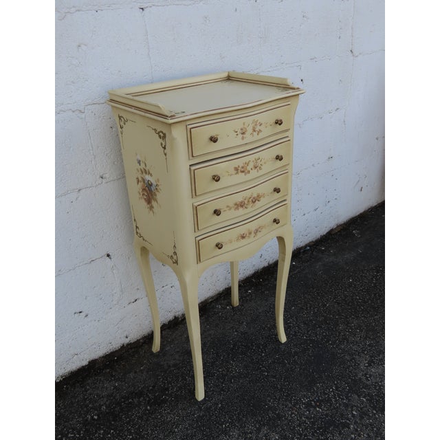 Late 20th Century French Shabby Chic Painted Tall Narrow Nightstand Side End Table 6327 For Sale - Image 5 of 15