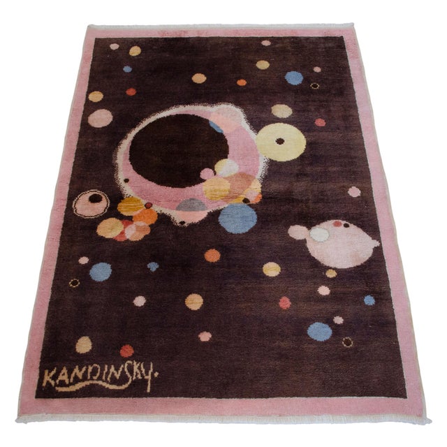Kandinsky - Several Circles - Inspired Hand Knotted Area Rug One of a Kind Small Rug- 2′7″ × 3′8″ For Sale - Image 10 of 16