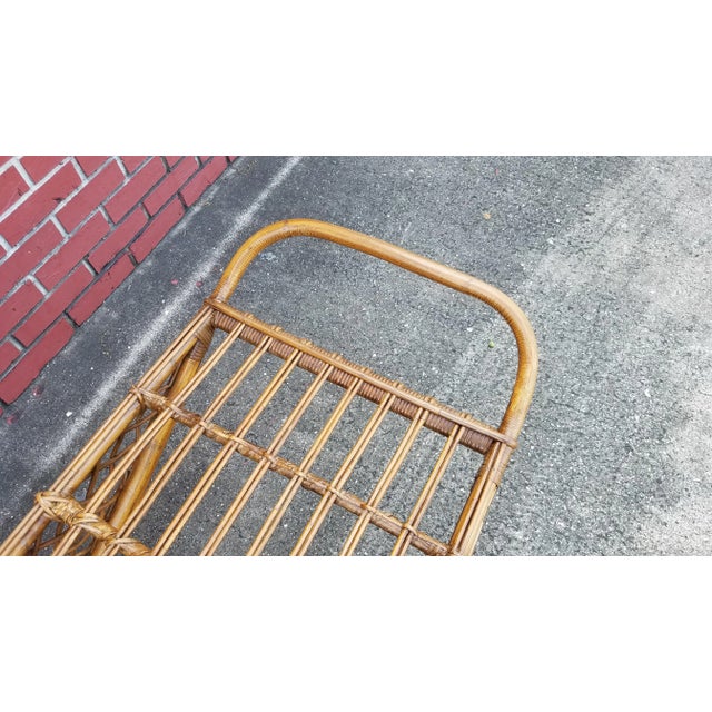 Brown 1940s Split Reed & Rattan Rocking Chaise For Sale - Image 8 of 13