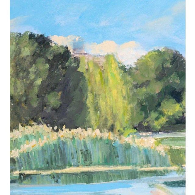 Contemporary Contemporary Lakeside Landscape Oil on Canvas For Sale - Image 3 of 10