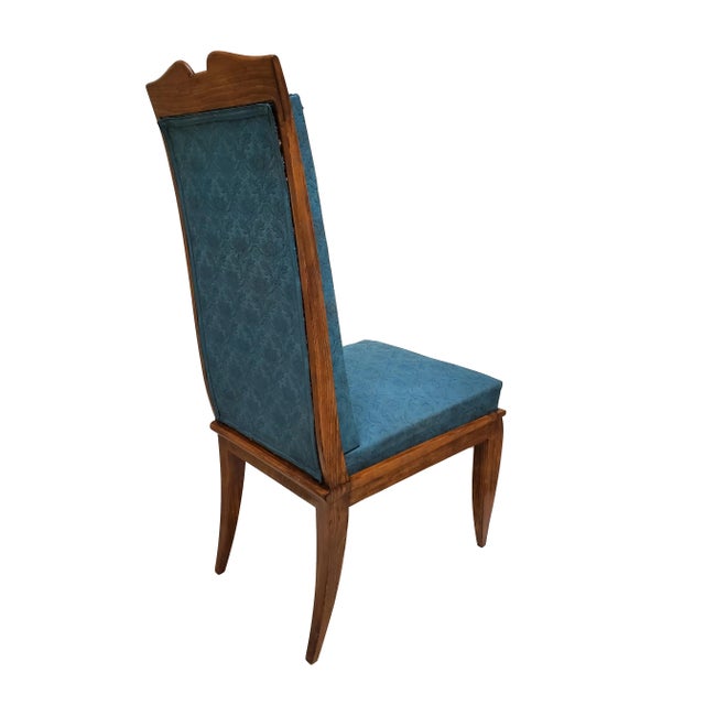 Mid 20th Century Set of Six Original French Mid Century Tall Back Dining Chairs With Nickel Mounts For Sale - Image 12 of 13