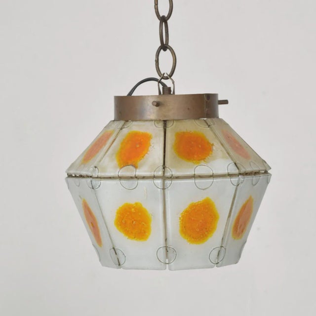 1960s Feders Felipe Delfinger Orange Art Glass Pendant Shade For Sale In San Diego - Image 6 of 6