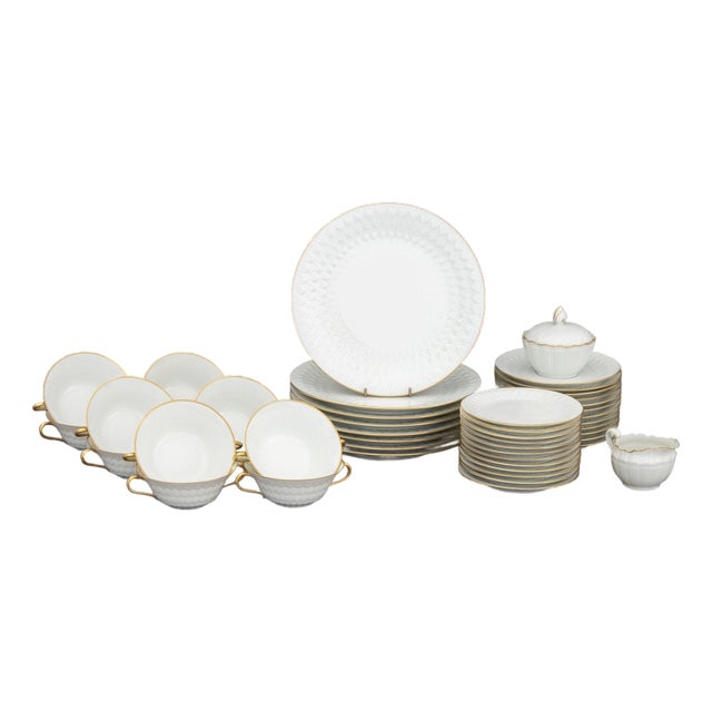 Limoges Porcelain Partial Dinner Service Set, 45 Pieces For Sale