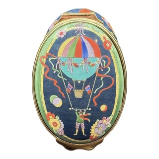 1980s Gucci Halcyon Days Hot Air Balloon Enamel Trinket Box For Sale