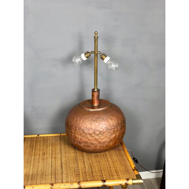 Huge Copper & Brass Table Lamps, Italy, 1970s, Set of 2 For Sale - Image 4 of 13