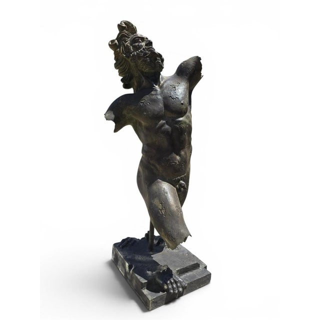 Impressive bronze sculpture depicting a dancing faun, created in Italy during the second half of the 20th century....