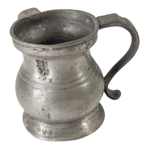 19th Century English Miniature Two Handled Pewter Tankard Mug