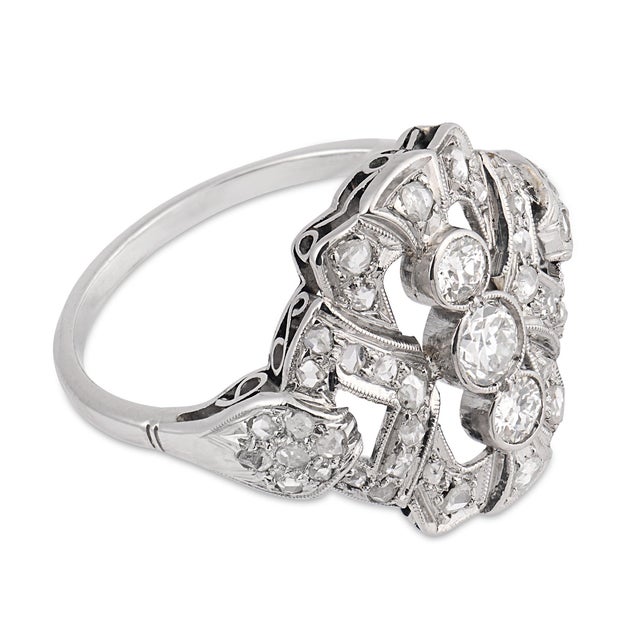 1930s Art Deco Diamond Platinum Ring, Size 8.5 For Sale - Image 4 of 6