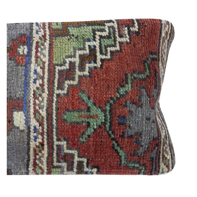 Traditional 9"x20" Hand-knotted Rug Cushion Cover. Rustic Throw Pillow. Lumbar Pillow Cover For Sale - Image 3 of 4
