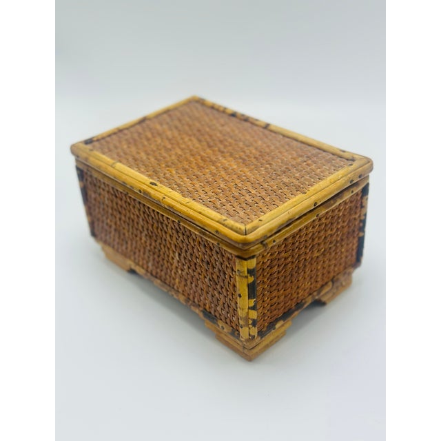 1960s Vintage Bamboo Decorative Box For Sale - Image 5 of 9