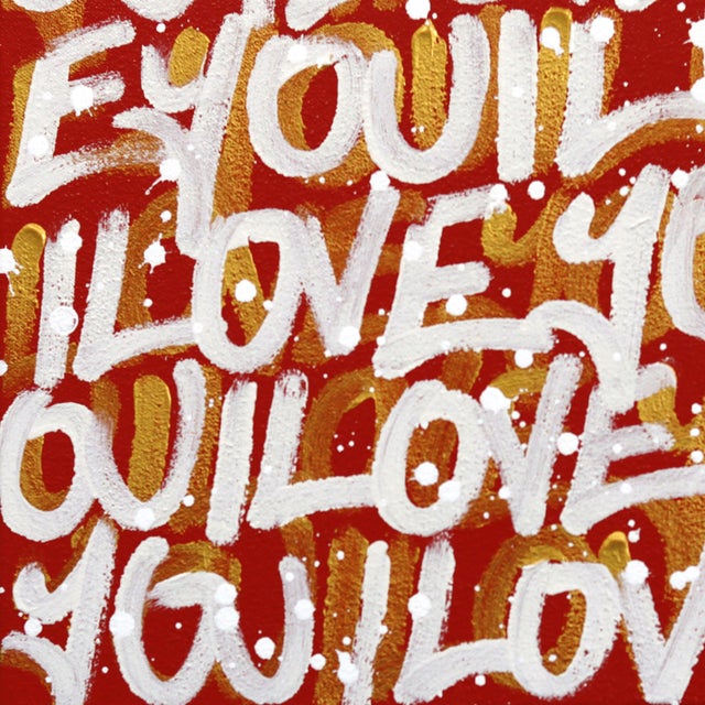 2020s Goldie - Abstract Fiery 'I Love You' Graffiti Mixed Media Painting on Canvas Original Artwork by Amber Goldhammer For Sale - Image 5 of 9
