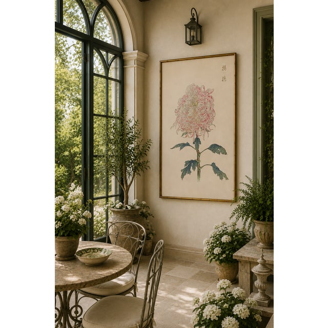 Pink Pink Chrysanthemum, Vintage Japanese Botanical Art Print, 20" X 30" For Sale - Image 8 of 9