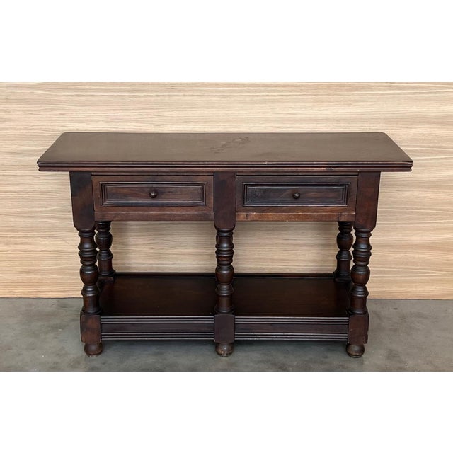 Baroque Early 20th Spanish Large Side Table with two drawers or Large Nightstands For Sale - Image 3 of 18