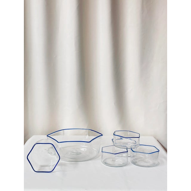 Beautiful and versatile set of Italian Glass Bowls. One big, five small bowls. Perfect for salads or desserts. Thin, mouth...