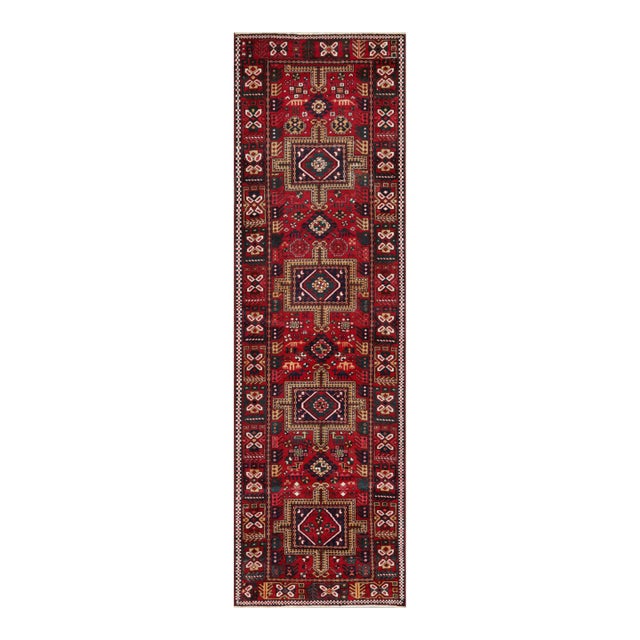Pasargad Home Vintage Karajeh Red Wool Area Rug, 3' 2'' X 10' 8'' For Sale