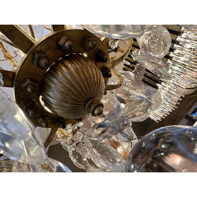 Large Antique French Rock Crystal and Gilt Bronze Chandelier For Sale - Image 13 of 18