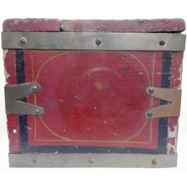 Primitive Hand-Painted Wooden Tool Box For Sale - Image 9 of 11