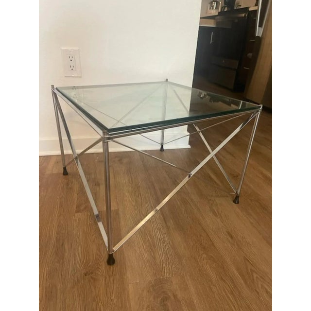 Mid-Century Modern 1970s Modernist Molecular Form Chrome & Glass Tables - A Pair For Sale - Image 3 of 9