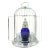 Vintage Cobalt Blue Glass Parrot Cocktail Set With Birdcage Holder & Glasses For Sale