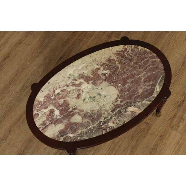 1940's Custom Regency Style Marble Top Mahogany Coffee Table For Sale - Image 4 of 12