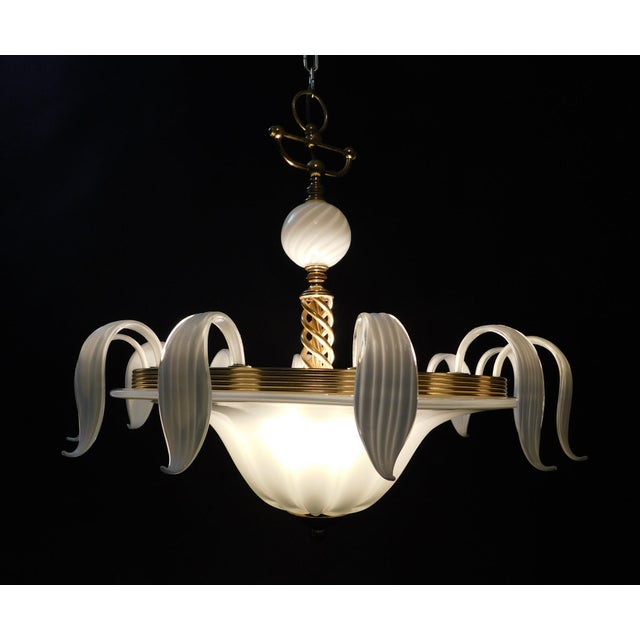 Glass 1960s Milky White Murano Chandelier For Sale - Image 7 of 10