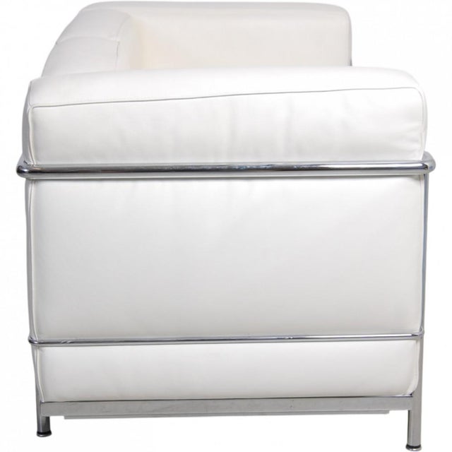 LC2 2-Seater Sofa in White Leather by Le Corbusier For Sale - Image 4 of 18