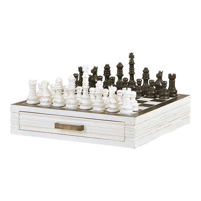 Black and White Chess Board With Storage For Sale