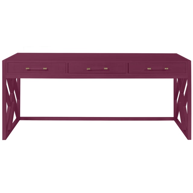 Transitional Casa Cosima CeCe Desk with Wood Fretwork Base, Grape Juice For Sale - Image 3 of 3