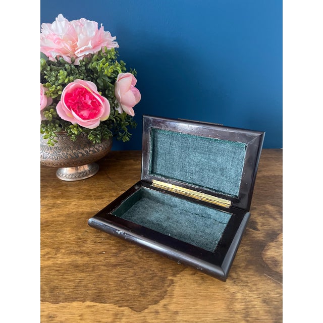 White Antique Ebonized Wood Jewelry Box For Sale - Image 8 of 10