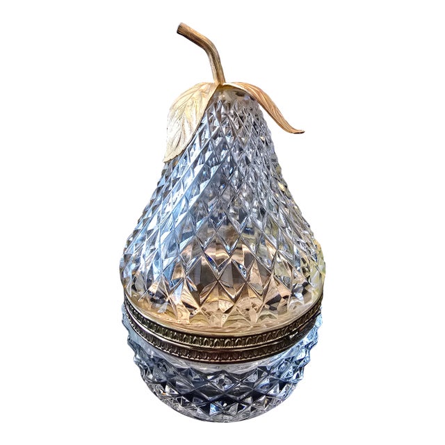 Vintage Mid Century Baccarat Style Pear Jewel Box For Sale
