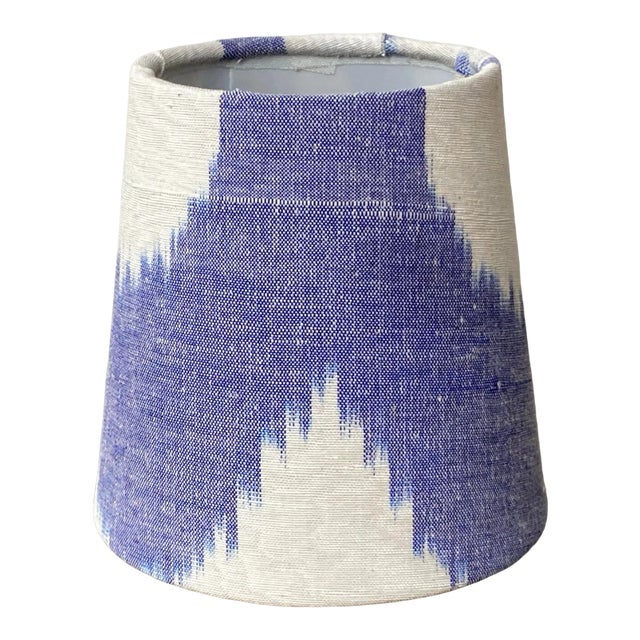 Blue & White Ikat Chandelier Shade For Sale