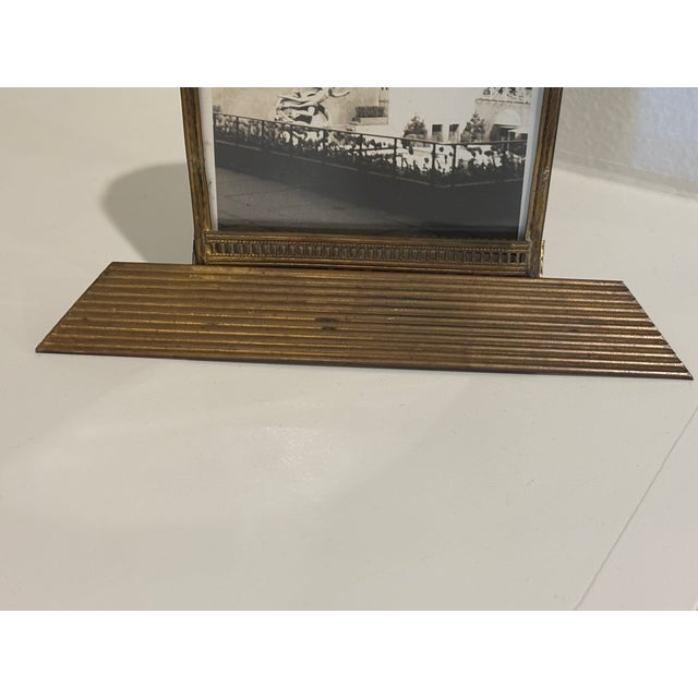 Metal 1930s American Art Deco Brass Arched Picture Frame With Rockefeller Center Photograph For Sale - Image 7 of 12