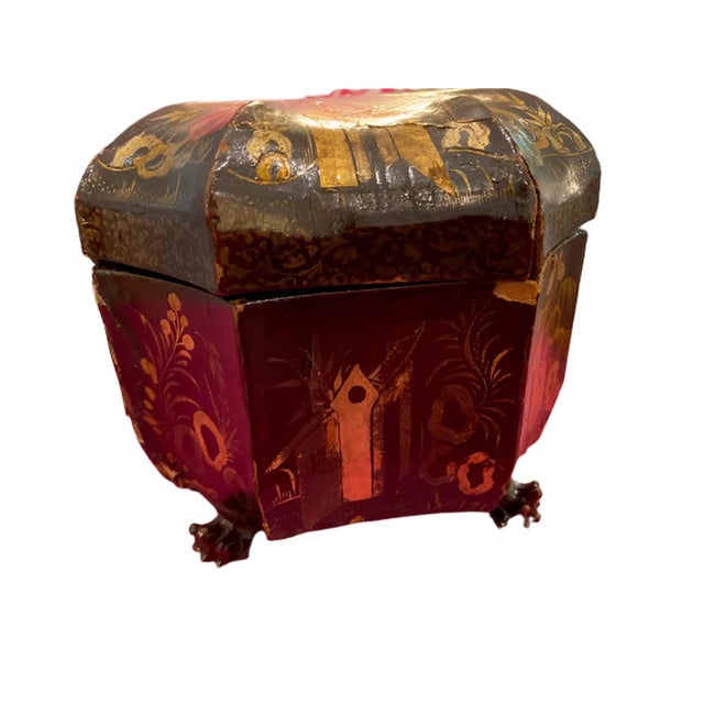 Antique Chinese Lacquer Tea Caddy For Sale - Image 4 of 6