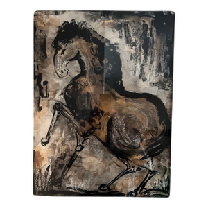 1950s Large Mid-Century Calligraphic Horse Study – Signed & Attributed