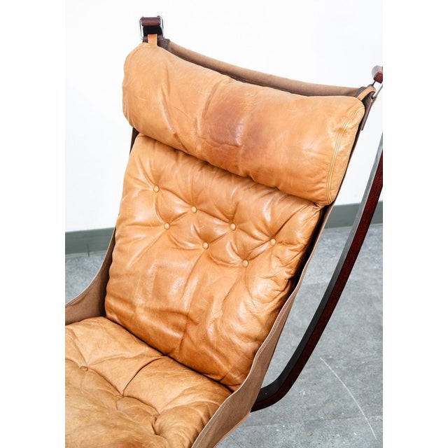 Wood 1960s Mid Century Danish Modern Lounge Chair Tan Brown Leather Attributed to Sigurd Ressell Falcon For Sale - Image 7 of 12