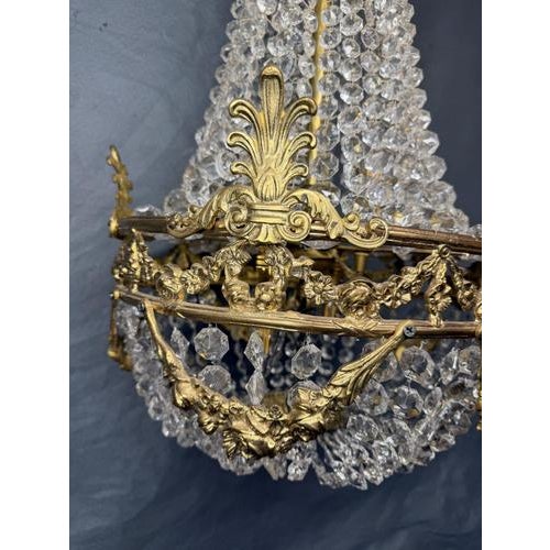 Traditional Antique French Empire Style Chandelier in Brass, 1900s For Sale - Image 3 of 7