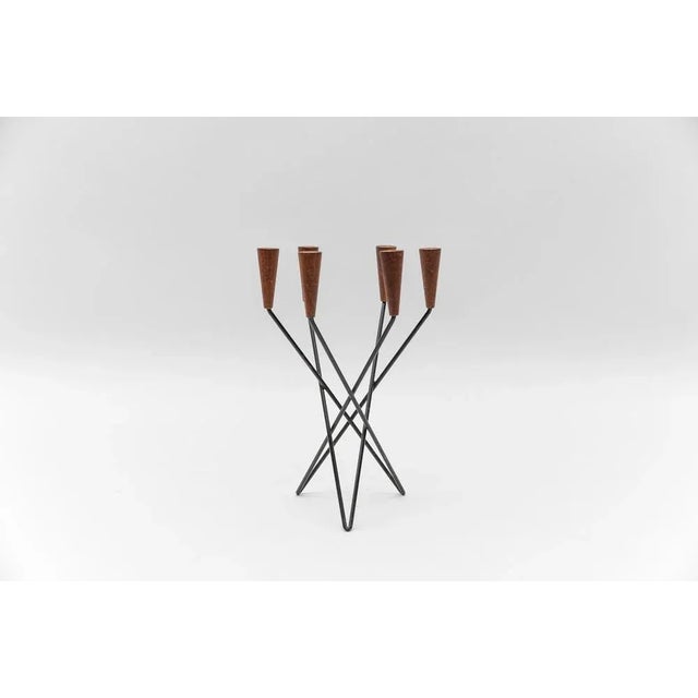 1960s Scandinavian Teak and String Candleholder, 1960s For Sale - Image 5 of 9