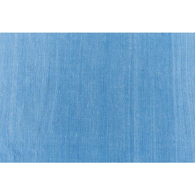 Doris Leslie Blau Indian Dhurrie Vintage Blue Flatweave Cotton Rug Greek Key For Sale - Image 4 of 8