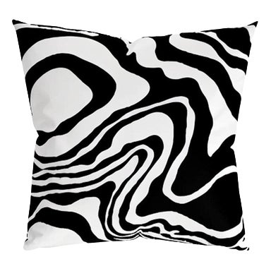 Trama Cushion in Black and White Curves For Sale