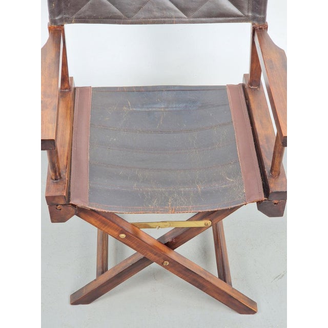 Brown Vintage Director's Folding Chair in Wood and Leather, 1970s For Sale - Image 8 of 10
