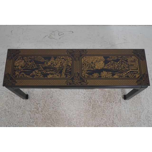 Chinese Chinese Black & Gold Decorated Console Table For Sale - Image 3 of 14