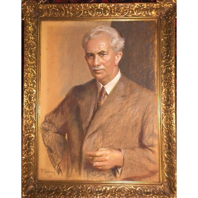 Fritz August Breuhaus de Groot Reusing Fritz, Portrait of a Gentleman with Cigarillo, 1940, Pastel For Sale - Image 4 of 13