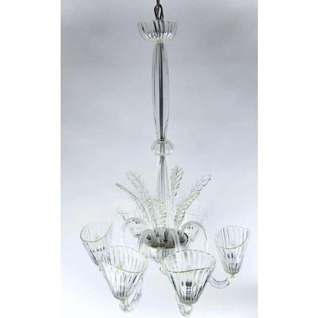 Metal 1940s Italian Venetian Murano Glass Chandelier For Sale - Image 7 of 9