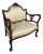 Late 19th Century Victorian Carved Mahogany Settee in Shimmering Cream & Gold Ball and Claw Feet For Sale