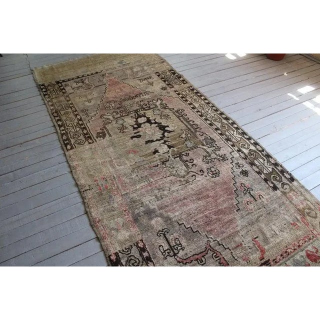 Mid-Century Modern 1930s Hand Knotted Rustic Turkish Rug - 4'5" X 10'8" For Sale - Image 3 of 11