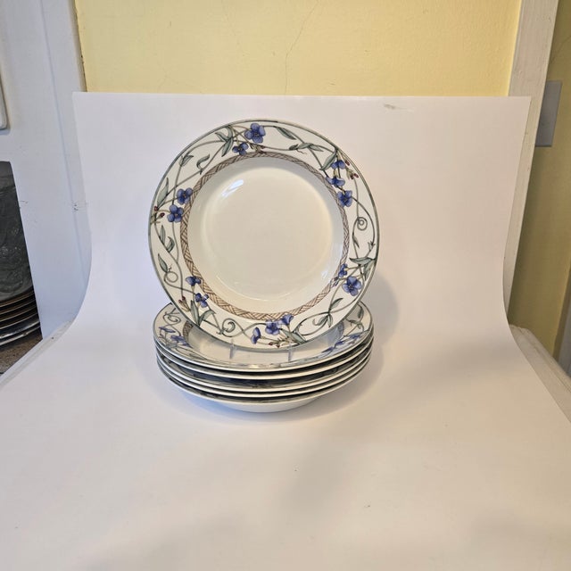 Blue 1980s Floral Dansk Bowls- Set of Six For Sale - Image 8 of 12
