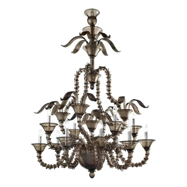 Contemporary Smoked Murano Glass Chandelier by Simoeng For Sale - Image 3 of 8